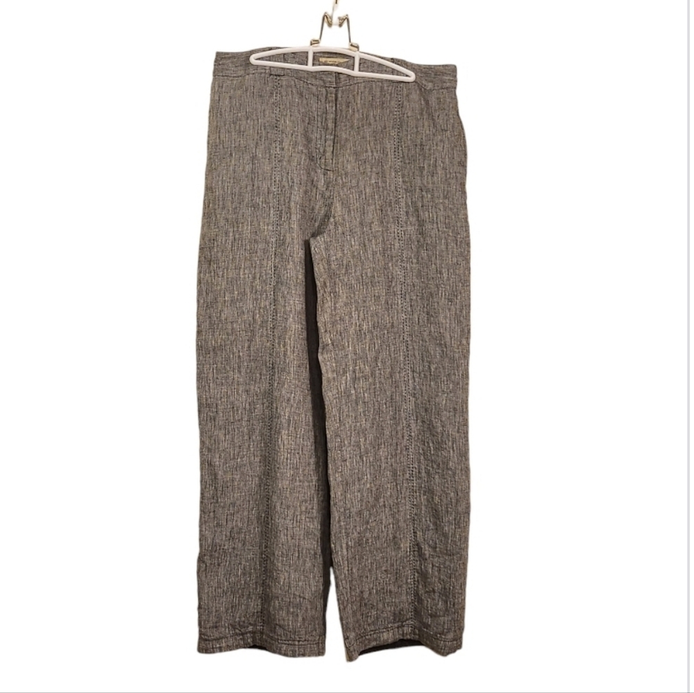 e.col.o.gie wide-leg 100% linen pant fully lined blue/gray zippered size 12